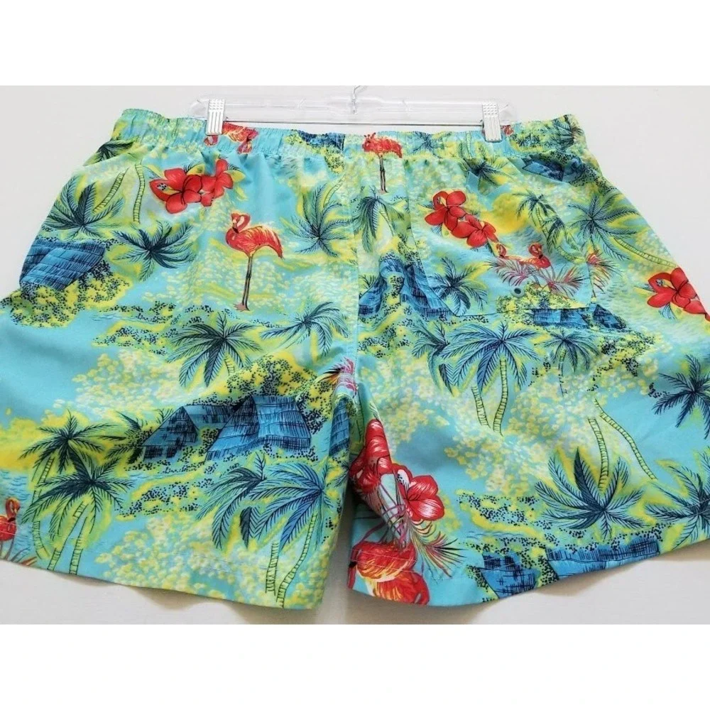 George Swimwear Shorts Men's Extra Large XL Floral Elastic Waist Pockets Lined‎